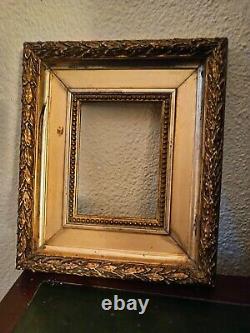 Petit cadre bois doré à La Feuille ancien/ XIX Ème. Antique Gold Frame. Napoleon3