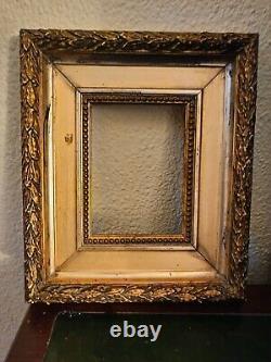 Petit cadre bois doré à La Feuille ancien/ XIX Ème. Antique Gold Frame. Napoleon3