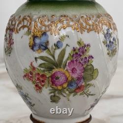 Petit vase en bronze et porcelaine Napoléon III XIXe décor floral M4021