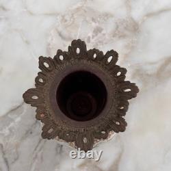 Petit vase en bronze et porcelaine Napoléon III XIXe décor floral M4021