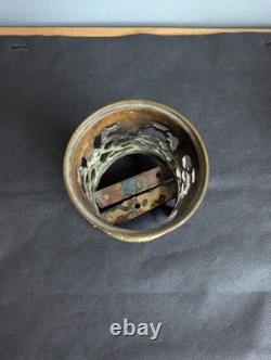 Photophore bronze ajouré Napoléon III verre rubis veilleuse XIXe