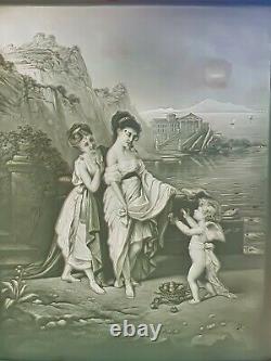 Plaque Lithophanie Porcelaine de Plaue d'époque Napoleon III XIX déesse cherubin