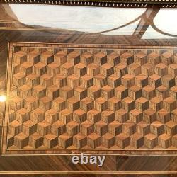 Plateau Marqueterie Bois XIXe Cube De Necker Napoleon III Ou Belle Époque Plateau Marqueterie Bois XIXe Cube De Necker Napoleon III Ou Belle Époque