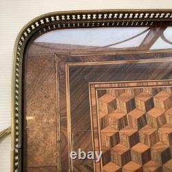 Plateau Marqueterie Bois XIXe Cube De Necker Napoleon III Ou Belle Époque Plateau Marqueterie Bois XIXe Cube De Necker Napoleon III Ou Belle Époque