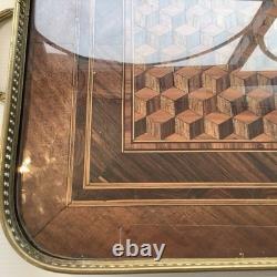 Plateau Marqueterie Bois XIXe Cube De Necker Napoleon III Ou Belle Époque Plateau Marqueterie Bois XIXe Cube De Necker Napoleon III Ou Belle Époque