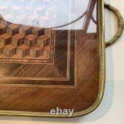 Plateau Marqueterie Bois XIXe Cube De Necker Napoleon III Ou Belle Époque Plateau Marqueterie Bois XIXe Cube De Necker Napoleon III Ou Belle Époque