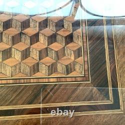 Plateau Marqueterie Bois XIXe Cube De Necker Napoleon III Ou Belle Époque Plateau Marqueterie Bois XIXe Cube De Necker Napoleon III Ou Belle Époque