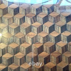 Plateau Marqueterie Bois XIXe Cube De Necker Napoleon III Ou Belle Époque Plateau Marqueterie Bois XIXe Cube De Necker Napoleon III Ou Belle Époque