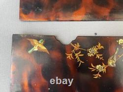 Porte courrier en bois laqué à décor d'oiseaux, XIXe