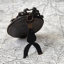 Portrait Dame Miniature Peinture Signé De Saint Just Cadre Bronze XIXè