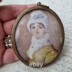 Portrait MINIATURE Peint XIXè Mrs Carter 1836 Victorian English Hand Painted