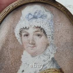 Portrait MINIATURE Peint XIXè Mrs Carter 1836 Victorian English Hand Painted