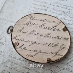 Portrait MINIATURE Peint XIXè Mrs Carter 1836 Victorian English Hand Painted