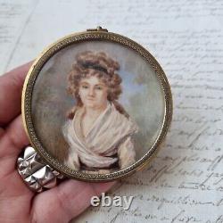 Portrait MINIATURE XIXè Jeune Femme French Victorian Painted 19thC