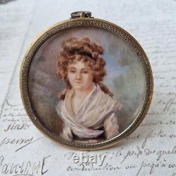 Portrait MINIATURE XIXè Jeune Femme French Victorian Painted 19thC