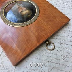 Portrait Miniature XIXè Peinture Fixé Sous Verre Dame Bijoux Corail Angleterre