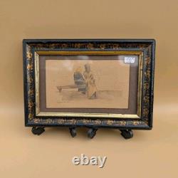 Portrait miniature d'ecclésiastique Gravure couleurs Cadre Napoléon III XIXe