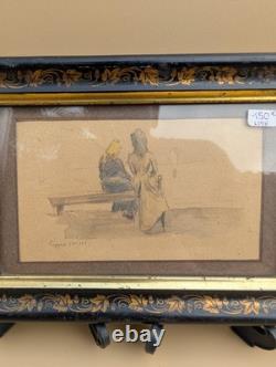 Portrait miniature d'ecclésiastique Gravure couleurs Cadre Napoléon III XIXe