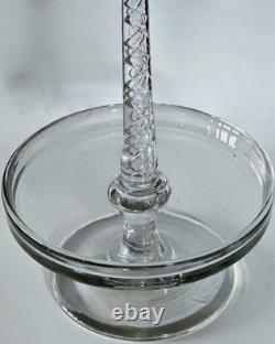 Présentoir porte-montre de table cristal torsadé et sa cloche XIXe siècle 36cm