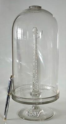 Présentoir porte-montre de table cristal torsadé et sa cloche XIXe siècle 36cm