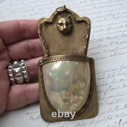 Pyrogène Chat en Nacre et Laiton Souvenir Grand Tour XIXè Palais Royal 19thC