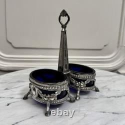 Quatre salières en argent massif Napoléon III XIXe pieds boucs M3918