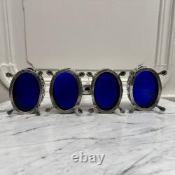 Quatre salières en argent massif Napoléon III XIXe pieds boucs M3918