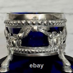 Quatre salières en argent massif Napoléon III XIXe pieds boucs M3918