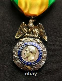 RARE MÉDAILLE MILITAIRE NAPOLÉON III SECOND EMPIRE 19e XIXe 2ème TYPE NON SIGNÉE