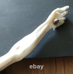Rare Ancien Christ Sculpté Époque Xix Croix En Ébène