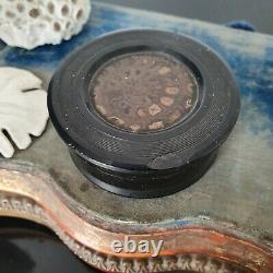 Rare BOITE TABATIERE avec Ammonite XIXè Snuffbox 19th C Gutta Percha