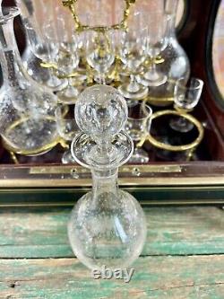 Rare Cave à Liqueur Napoléon III du XIX Ème Siècle Carafe Baccarat Hublot Verre