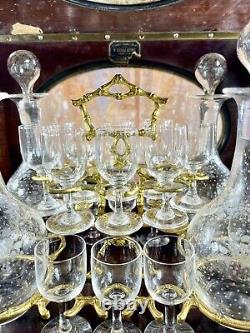 Rare Cave à Liqueur Napoléon III du XIX Ème Siècle Carafe Baccarat Hublot Verre