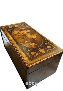 Rare Coffret À Thé Bois Précieux Sorrente XIX