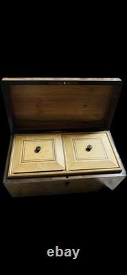 Rare Coffret À Thé Bois Précieux Sorrente XIX