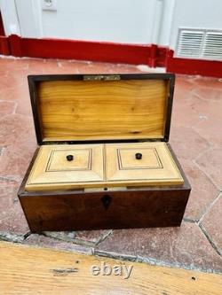 Rare Coffret À Thé Bois Précieux Sorrente XIX