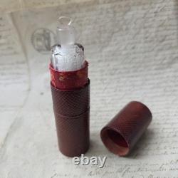 Rare Flacon A Sels Double XIXè Napoléon III Cristal Etui en Cuir Palais Royal