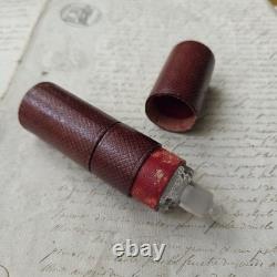 Rare Flacon A Sels Double XIXè Napoléon III Cristal Etui en Cuir Palais Royal