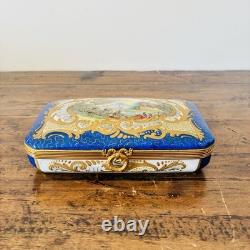 Rare Grande Boîte à Bijoux en Porcelaine de Style Sèvres Signée LUC Fin XIXe
