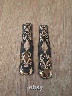 Rare Paire de Plaquettes XIXe Écaille de Tortue & Marqueterie Boulle Laiton