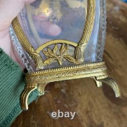 Rare ancien Vase Napoleon 3 XIXe cristal bronze style empire Haut Max 28,5 cm