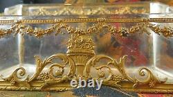 Rare ancienne boite pour encrier napoleon 3 XIXe cristal bronze style empire