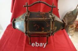 Rare boite à ouvrage XIX bambou et laque Napoleon III japonisant