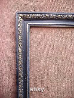 Rare cadre laqué noir Napoléon III XIXe siècle feuillure 66 x 49 cm