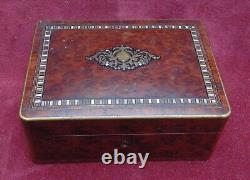 Rare magnifique ancien coffret a bijoux marqueterie NAP III très fin détail XIX