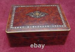 Rare magnifique ancien coffret a bijoux marqueterie NAP III très fin détail XIX