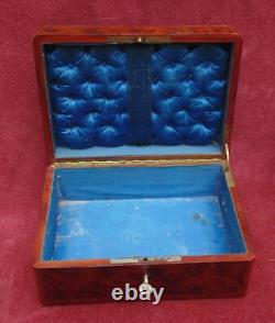 Rare magnifique ancien coffret a bijoux marqueterie NAP III très fin détail XIX
