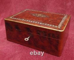 Rare magnifique ancien coffret a bijoux marqueterie NAP III très fin détail XIX