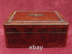 Rare magnifique ancien coffret a bijoux marqueterie NAP III très fin détail XIX