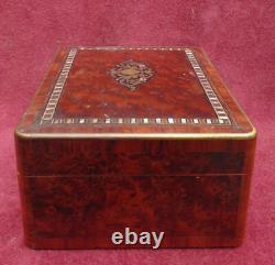 Rare magnifique ancien coffret a bijoux marqueterie NAP III très fin détail XIX